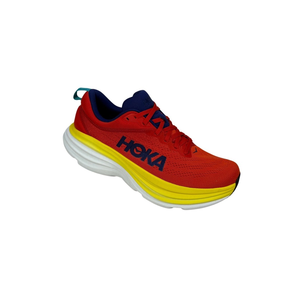 Hoka One One Bondi 8‎ Mens 8 D Running Shoes Red Alert Flame 1123202 RAFL